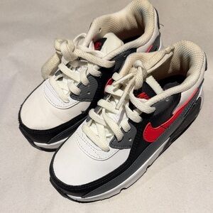 Nike Air Max Kids White and Black Sneakers with Red Accents